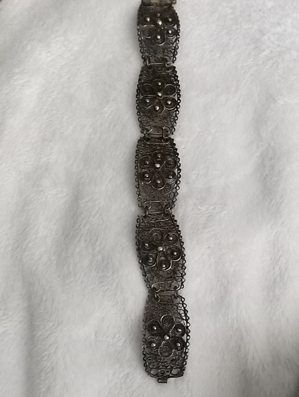 Vintage Silver 925 Floral Filigree Bracelet